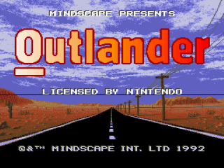 Outlander title screen for Super Nintendo